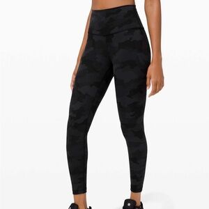 Lululemon Wunder Train High-Rise Tight Leggings 25" Black Gray Camo Sz 2
